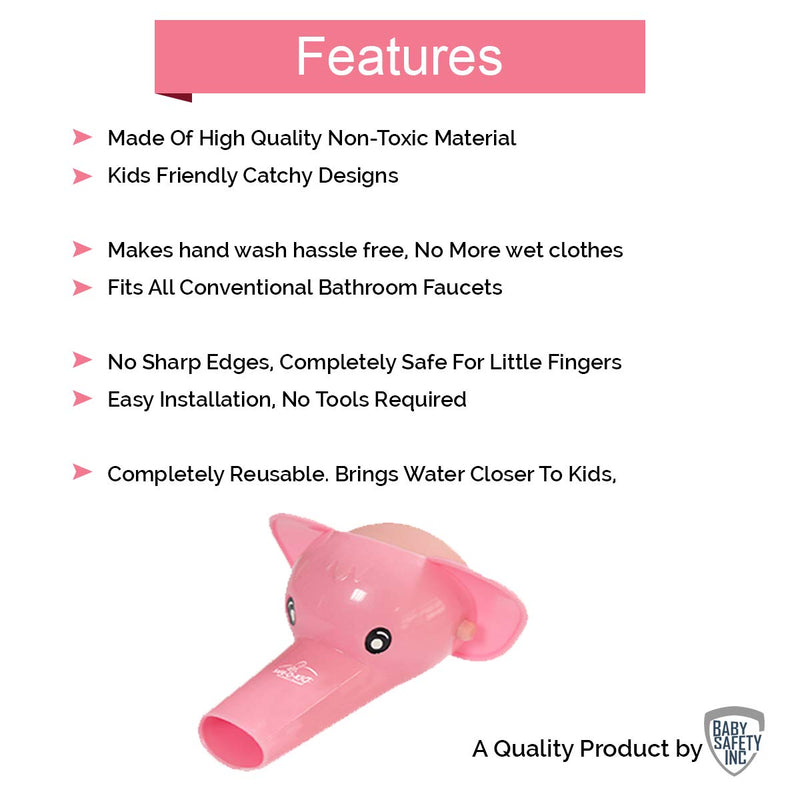 Safe-O-Kid- Pack of 2 - Fit-All, Colorful Kid's Hand Washing Faucet Extender/Tap Extender- Pink
