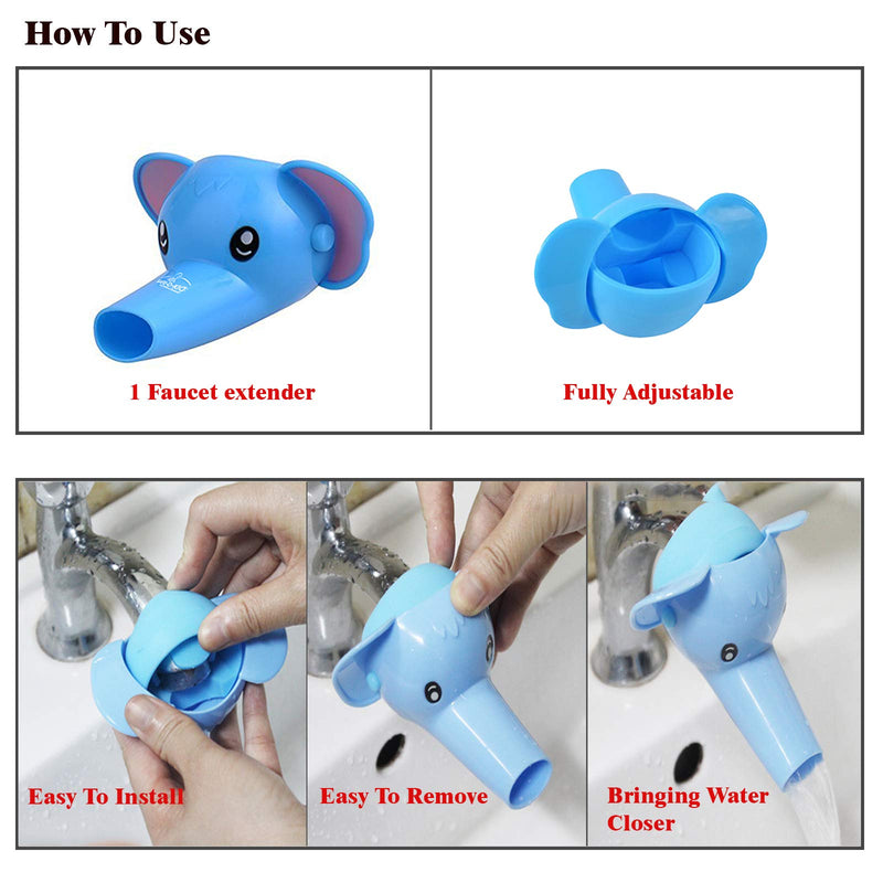 Safe-O-Kid- Pack of 2 - Fit-All, Colorful Kid's Hand Washing Faucet Extender/Tap Extender- Blue