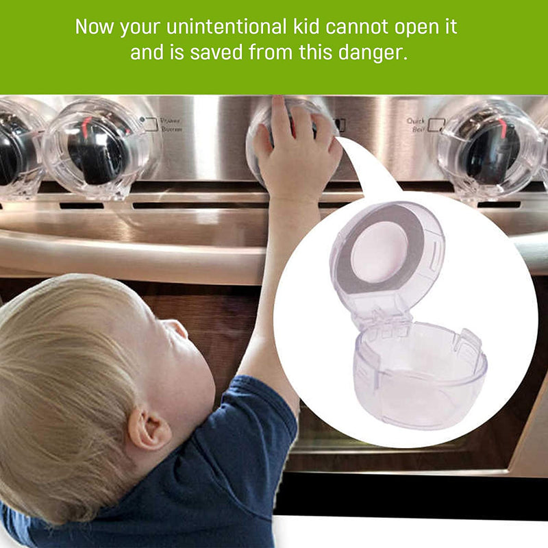 Safe-O-Kid 2 Gas Stove Knob Covers/Guards, Indoor Baby Safety, Transparent, Pack of 2