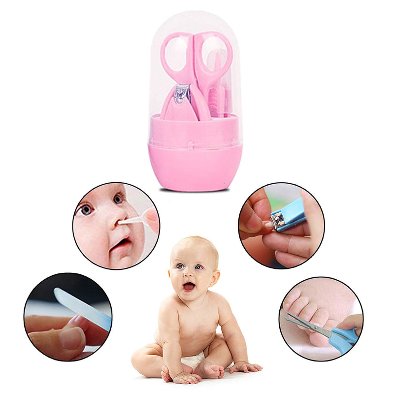 Safe O Kid Baby Grooming Portable Case Kit with Nail Clipper, Scissor, File and Tweezer, Pink