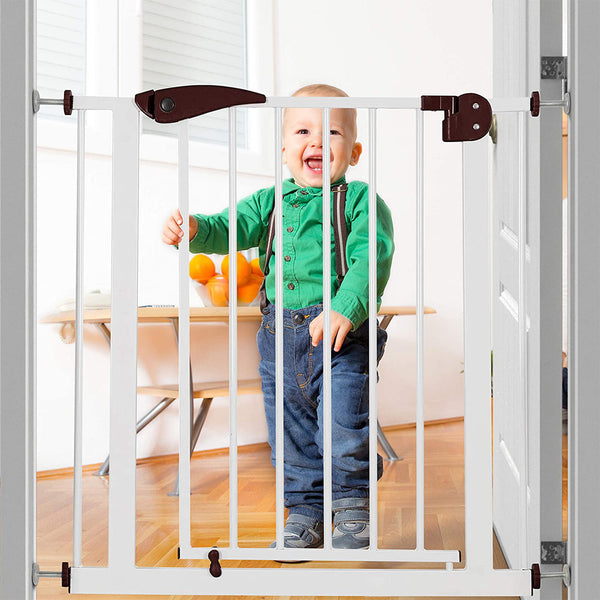Safe-O-Kid- Pure Metal Baby Safety Gate (75-85 cm), Adjustable, 2 Way Auto Close, Barrier for Stairs, Door and Hallways, Dog/Pet Barrier Fence-Brown(1)