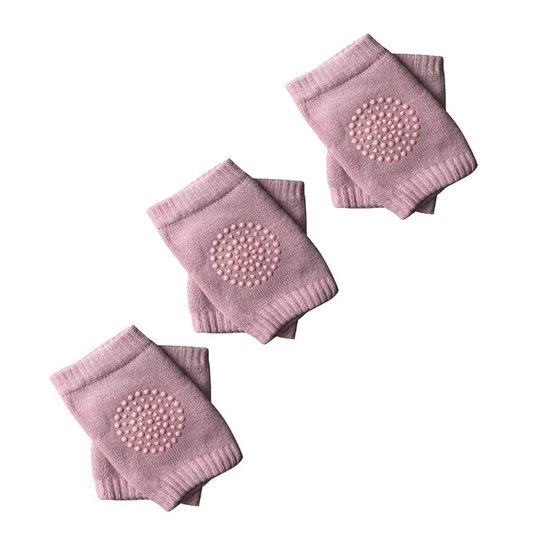 SAFE-O-KID- Pack of 3- Crawling Baby, Toddler, Infant Anti-Slip Elbow and Knee Pads/Guards-Pink