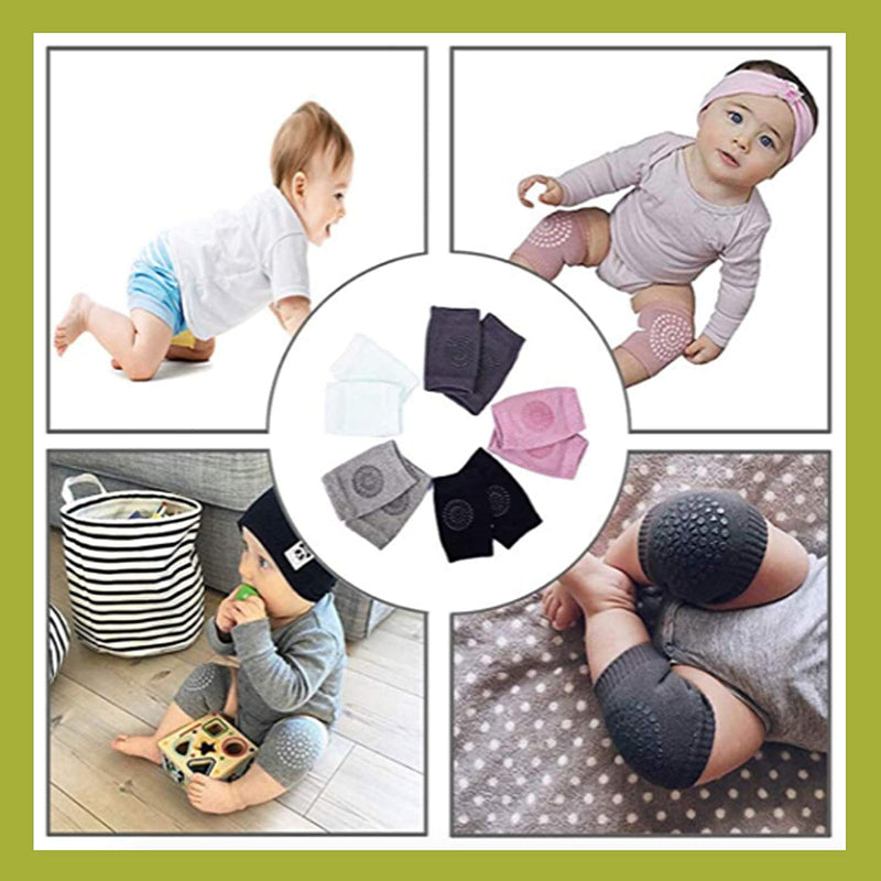 SAFE-O-KID- Pack of 3- Crawling Baby, Toddler, Infant Anti-Slip Elbow and Knee Pads/Guards-Dark Grey
