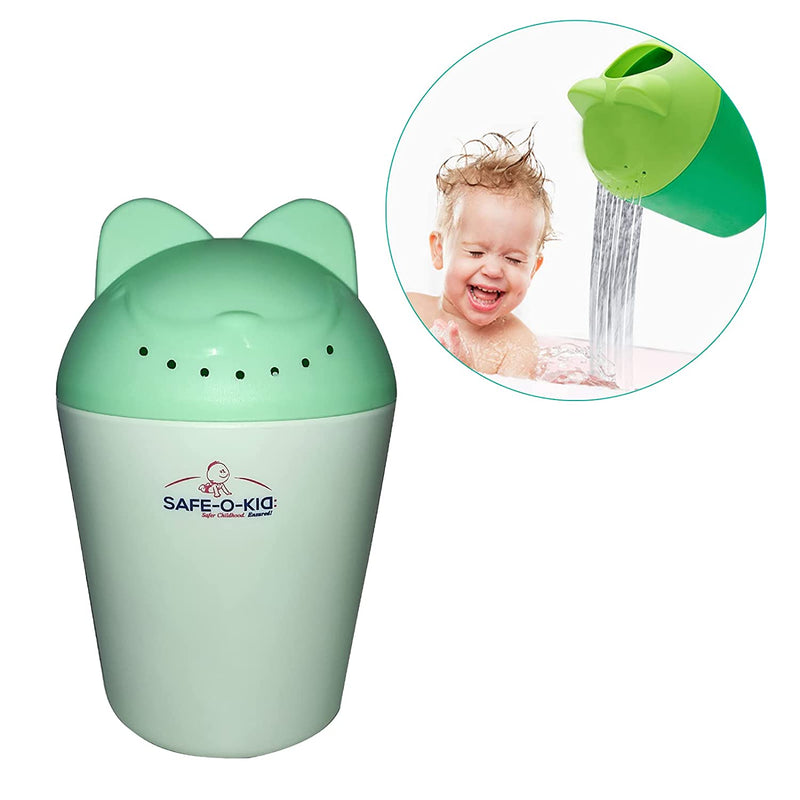 Safe-O-Kid Hair Washing Mug, Baby Shampoo Cup, Baby Shower, Baby Bath Rainer, Green