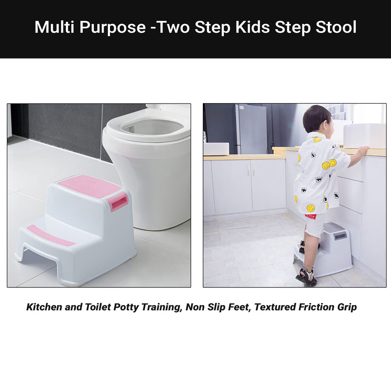 Safe-O-Kid Newly Launched- 2 Step Stool for Kids, Soft Grip for Safety as Bathroom & Kitchen Step Stool, Toilet Squat Stool Toilets Portable/Comfortable, Foot Rest Stool for Potty Training Kids