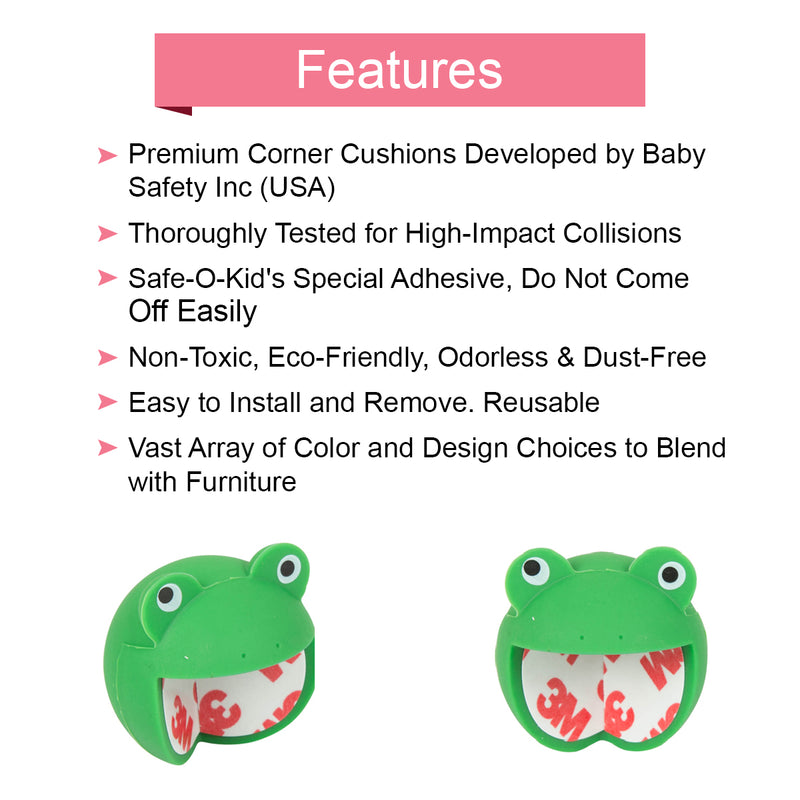 Safe O Kid Elegant Catchy Animal Shaped Corner Guards Prevents Head Injury, Green, Pack of 2
