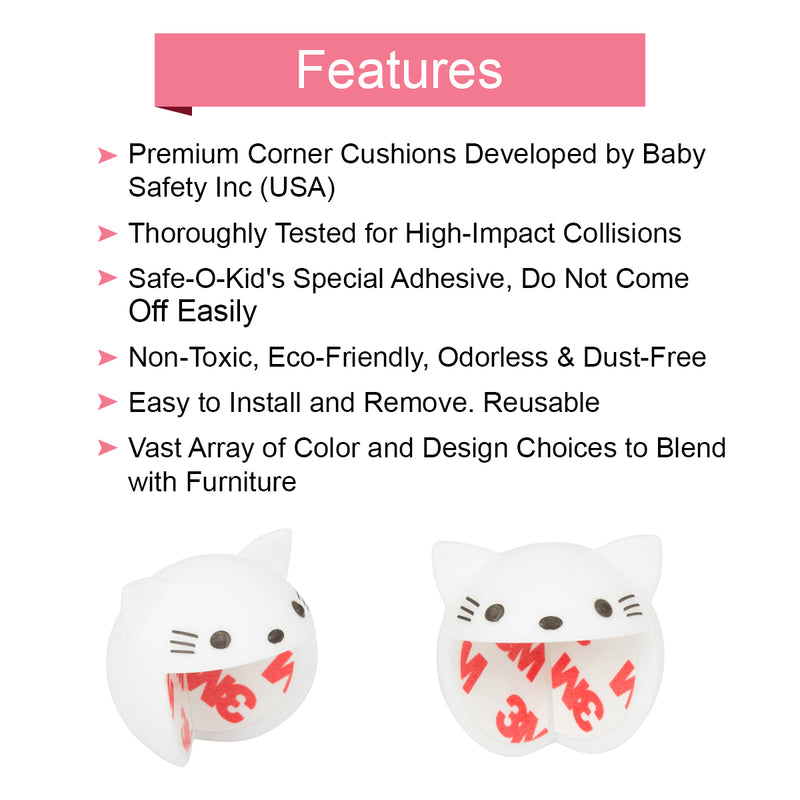 Safe O Kid Elegant Catchy Animal Shaped Corner Guards Prevents Head Injury, White, Pack of 2