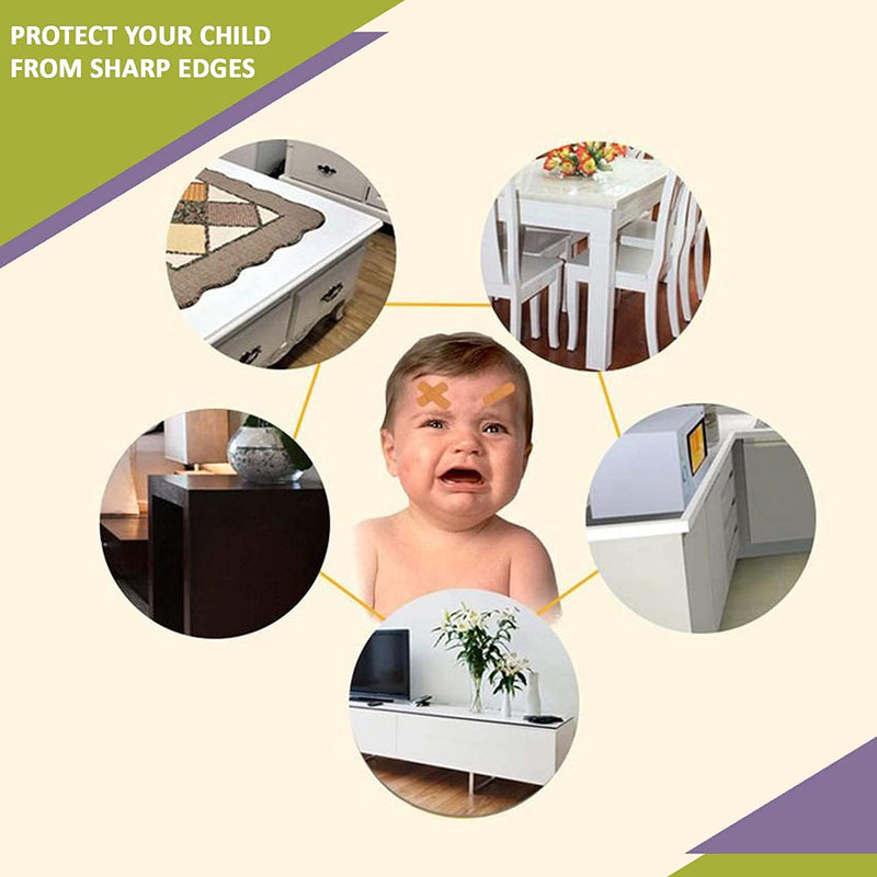 Safe-O-Kid (Set of 10) Baby Proofing Combo of L-Shaped 2 mtr Long 2 Edge Guards with 8 Corner Protectors for Sharp Edges for Babies- D. Bown