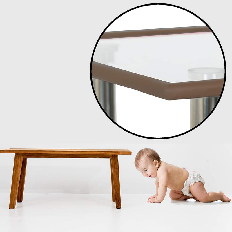 Safe-O-Kid (Set of 20) Baby Proofing Combo of L-Shaped 2 mtr Long 4 Edge Guards with 16 Corner Protectors for Sharp Edges for Babies- Brown