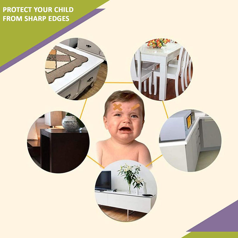 Safe-O-Kid (Set of 5) Baby Proofing Combo of U-Shaped 2 mtr Long 1 Edge Guard with 4 Corner Protectors for Sharp Edges for Babies- D. Brown