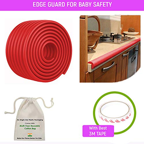 Safe-O-Kid (Set of 1), Soft Cushioned 6.4 Ft / 2 Mtr Multi Functional Edge Guards with Strong 3M Adhesive, Safety for Sharp Edges for Babies- Red