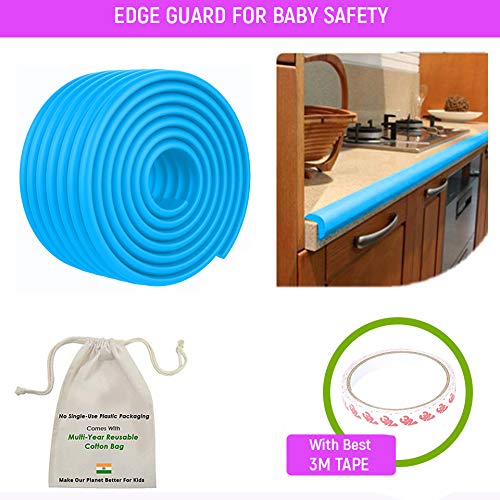 Safe-O-Kid (Set of 2), Soft Cushioned 6.4 Ft / 2 Mtr Multi Functional Edge Guards with Strong 3M Adhesive, Safety for Sharp Edges for Babies- Blue