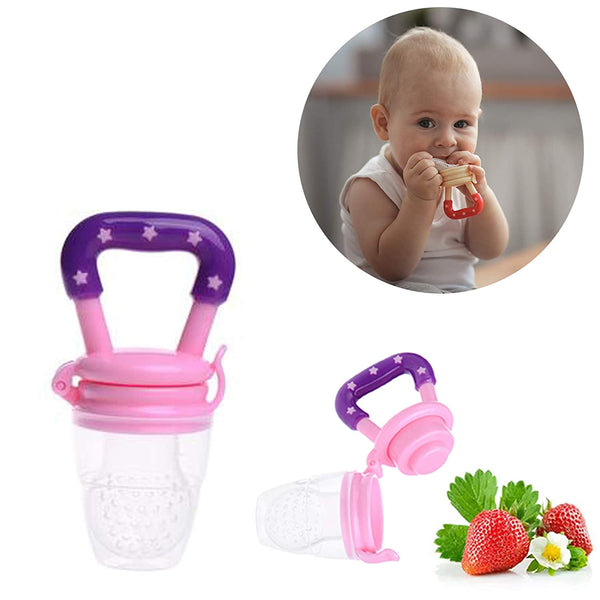 Safe-O-Kid- Pack of 1- Fruit Nibbler/Silicone Food, Soft Pacifier/Feeder for Baby (S Size for 3-6 Months Babies)- Pink(1)