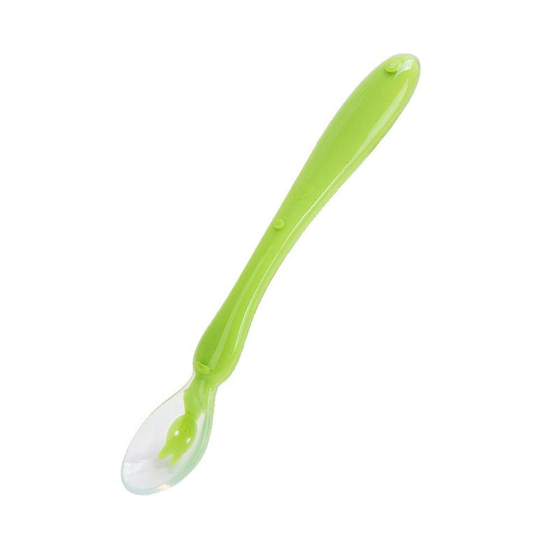 Safe-O-Kid Soft Silicone Tip Spoons Set Box (2 Spoons), Yellow & Green