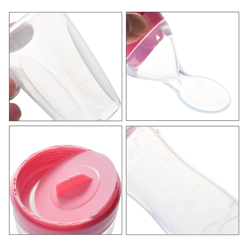 Safe-O-Kid 1 Easy Squeezy Silicone Food Feeder Spoon (Soft Tip) Bottle, Pink, 90ml, Pack of 1