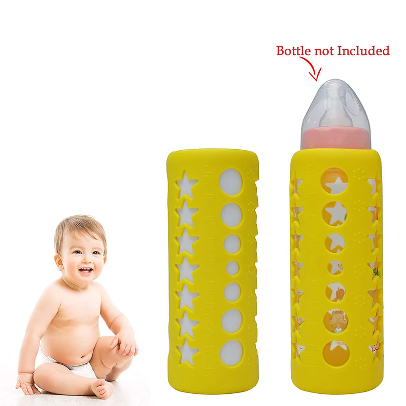 Safe-O-Kid Silicone Baby Feeding Bottle Cover, Sleeve, Holder, Insulated Protection, All Bottle Types, Large 250 ml, Yellow, Pack of 1