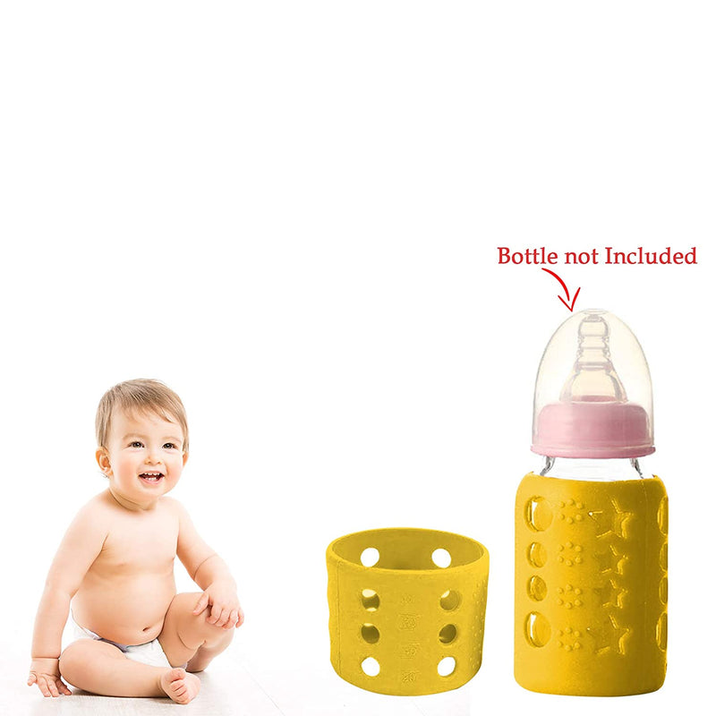 Safe-O-Kid - Pack of 1 - Silicone Baby Feeding Bottle Cover, Sleeve, Holder, Insulated Protection, All Bottle Types, Small 60 ml, Yellow