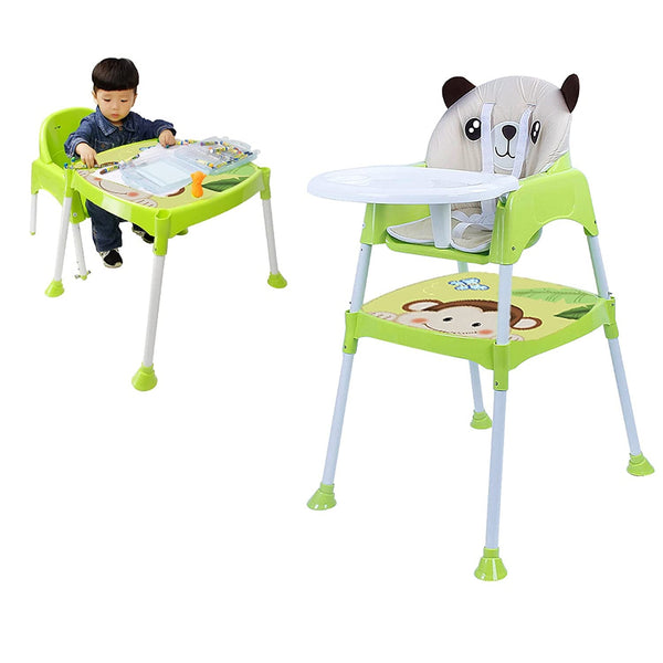 Safe-O-Kid 5 in 1 Convertible Feeding High Chair/Baby Booster Seat for 6 to 36 Months, Weight Up to 15 Kgs with Tray & Table and Soft Cushion for Baby, Green(2)