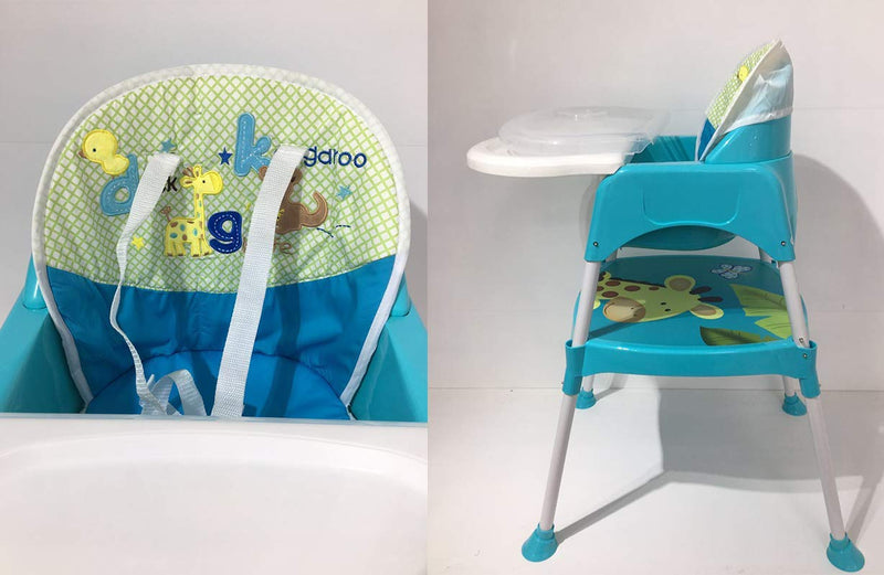 Safe-O-Kid Feeding High Chair Baby, Convertible 5 in 1 Baby Booster Chair with Adjustable Tray and a Table and Soft Cushion for 6 to 36 Months Baby, Weight Up to 15 Kgs- Blue