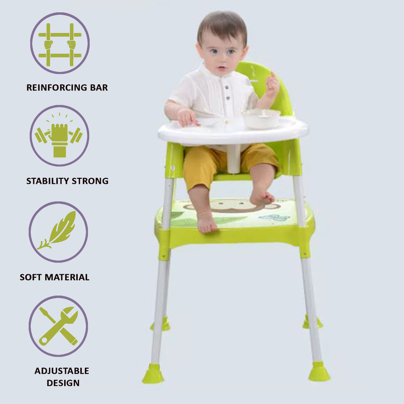 Safe-O-Kid 5 in 1 Convertible High Chair, Feeding Booster Chair with Adjustable Tray and a Table for 6 to 36 Months Baby, Max Weight Up to 15 Kgs, Blue