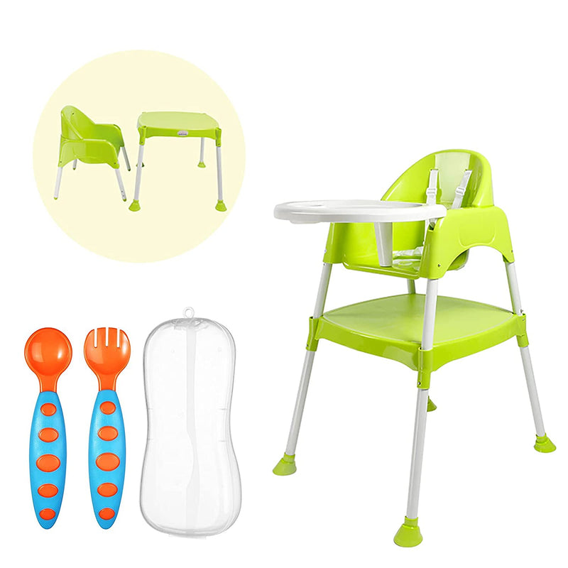 Safe-O-Kid 5 in 1 Convertible High Chair, Baby Feeding Chair with Adjustable Tray and a Table for 6 to 36 Months Baby, Max Weight Up to 15 Kgs, Green