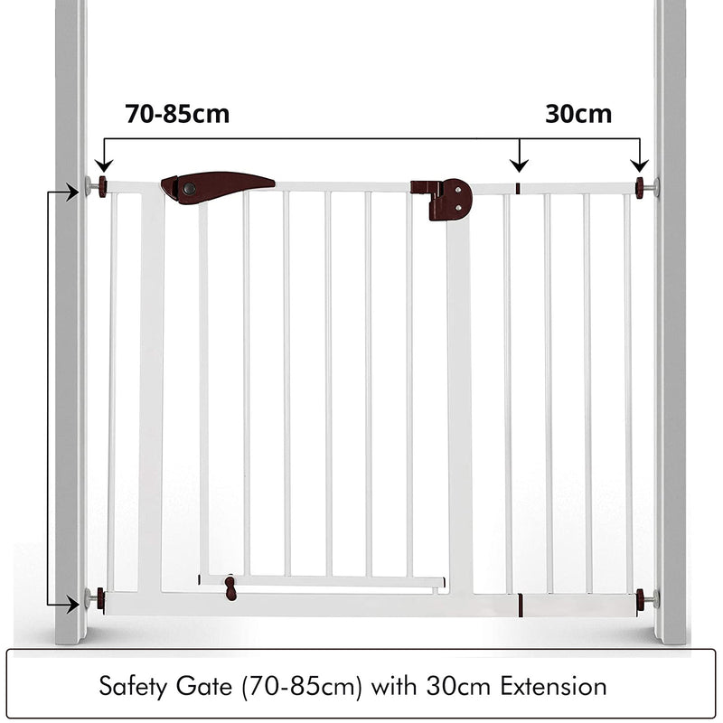 Safe-O-Kid- Pure Metal Baby Safety Gate (75-115 cm), Adjustable, 2 Way Auto Close, Barrier for Stairs, Door and Hallways, Dog/Pet Barrier Fence-Brown