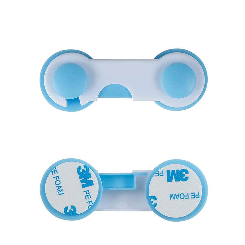 Safe-O-Kid - Pack of 1 - Easy to Use, Dotted with Smiley Ends Child Proof Cabinet Lock Blue