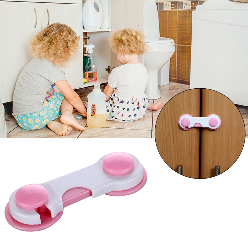 Safe-O-Kid - Pack of 2 - Easy to Use, Dotted with Smiley Ends Child Proof Cabinet Lock