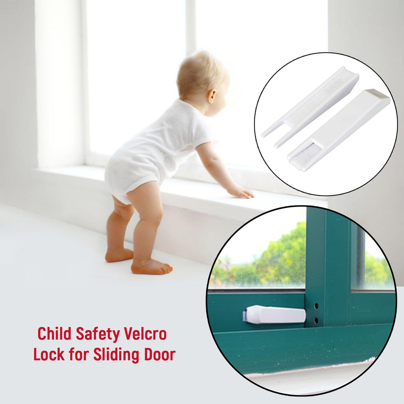 Safe-O-Kid 4, Fit-All, Velcro Based Wedge Shaped Sliding Window/Door Lock for Child Safety, Pack of 4- White