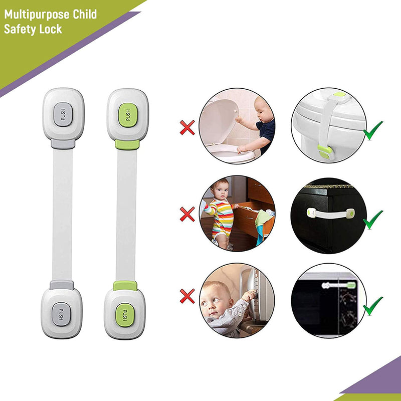 Safe-O-Kid Push Key, Multipurpose, Child Safety Lock, Green, Pack of 2