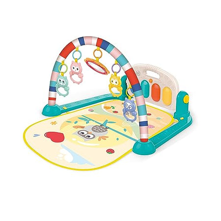 Safe-O-Kid Baby Play Mat Gym & Fitness Rack with Hanging Rattles Lights & Musical Keyboard Mat Piano - Yellow