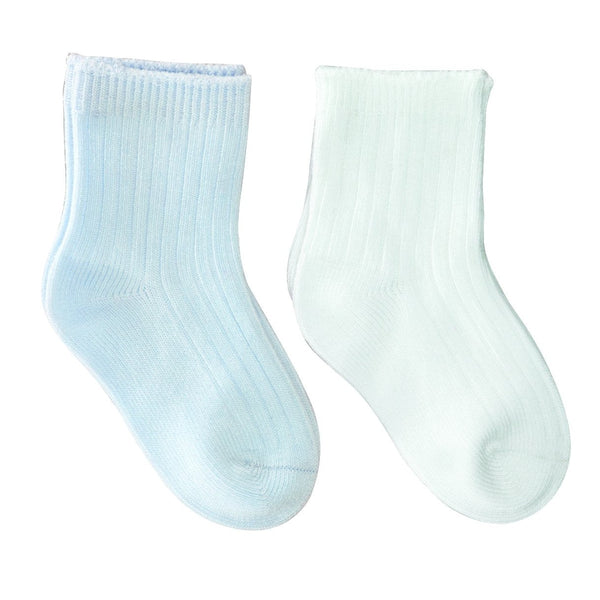 Cot and Candy Playette White & Blue Bamboo Socks - Pack Of 2