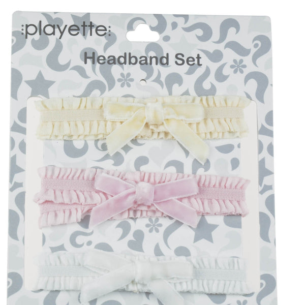 Cot and Candy Playette Velvette Bow Headband Set - Pack Of 3