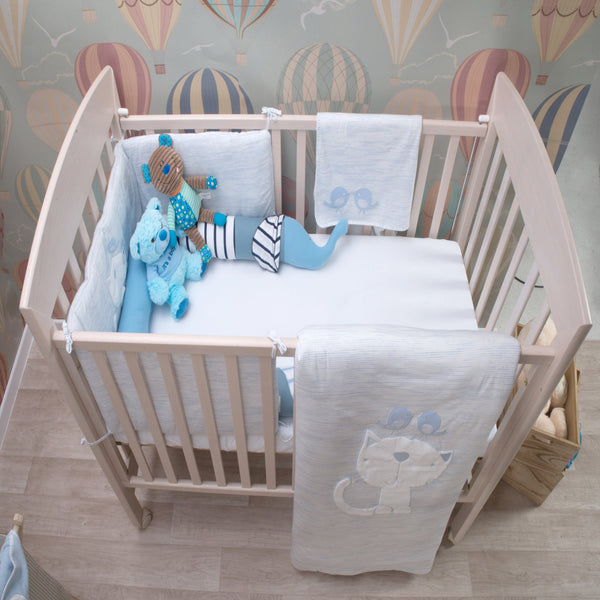 Cot and Candy Tiny Tots Joy 3 Pcs Classic Crib Bedding Set - Blue