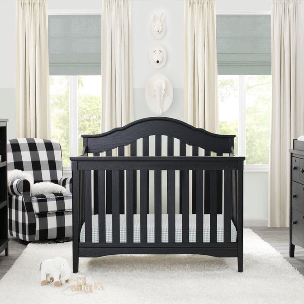 Cot and Candy Delta Children Farmhouse 6 In 1 Convertible Baby Crib, Textured Grey