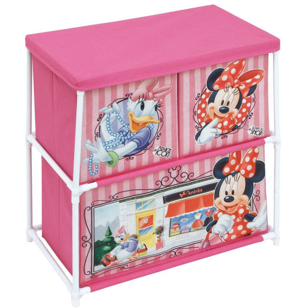 Cot and Candy Minnie Mouse Storage Shelf With 3 Fabric Bins