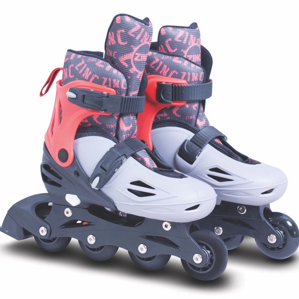 Cot and Candy Zinc Adjustable Inline Skates - Grey And Red