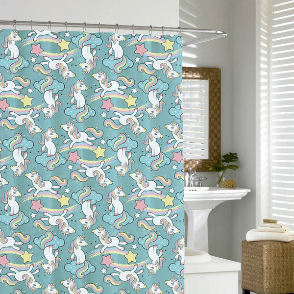 Cot and Candy Unicorn Shower Curtain by Zaska