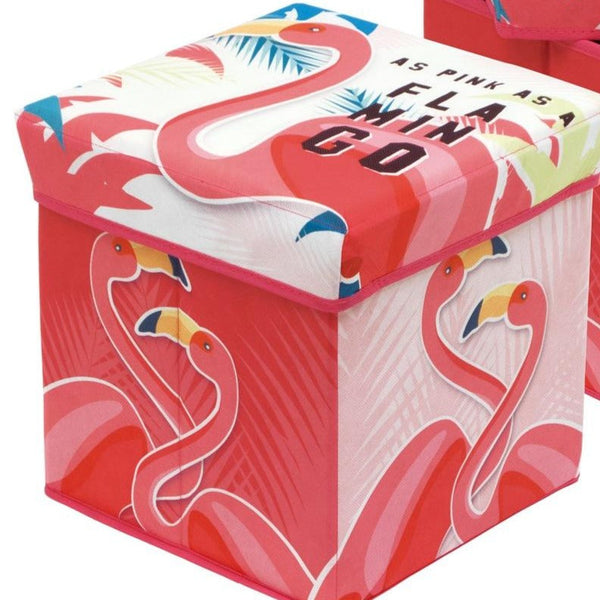 Cot and Candy Flamingo Fabric Storage Bin With Stool by Zaska