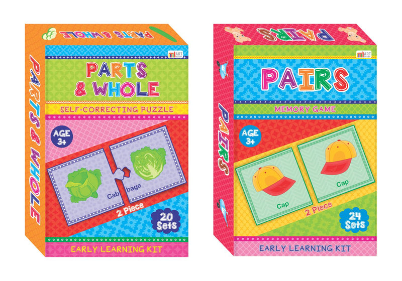 Educational Jigsaw Set of 2 Boxsets : Pairs & Parts And Wholes : Self-Correcting Jigsaws : Self-Teaching the Kids By Art Factory