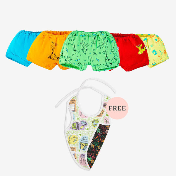 SuperBottoms Free Waterproof Cloth Bib with pack of 5 BASIC Bloomers