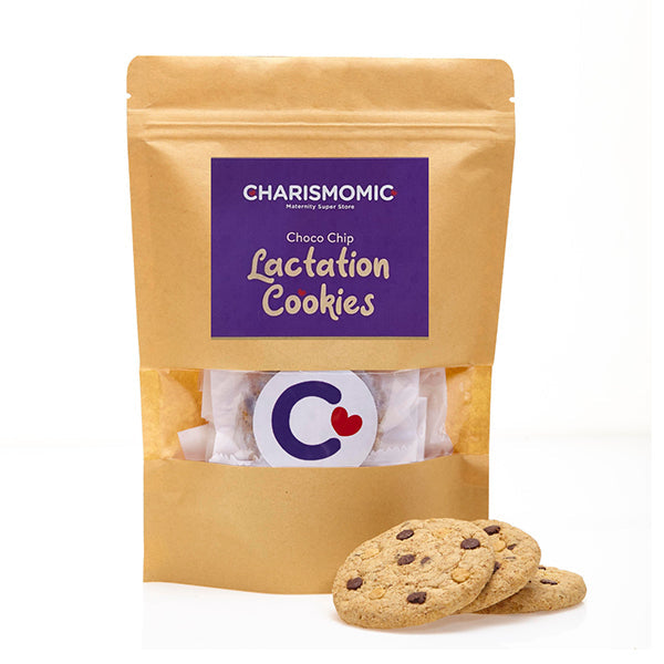 Charismomic Choco chip Lactation booster cookie Pouch, with 20 + Natural ingredients, includes Shatavari herb and oat meal for Boosting Milk Supply