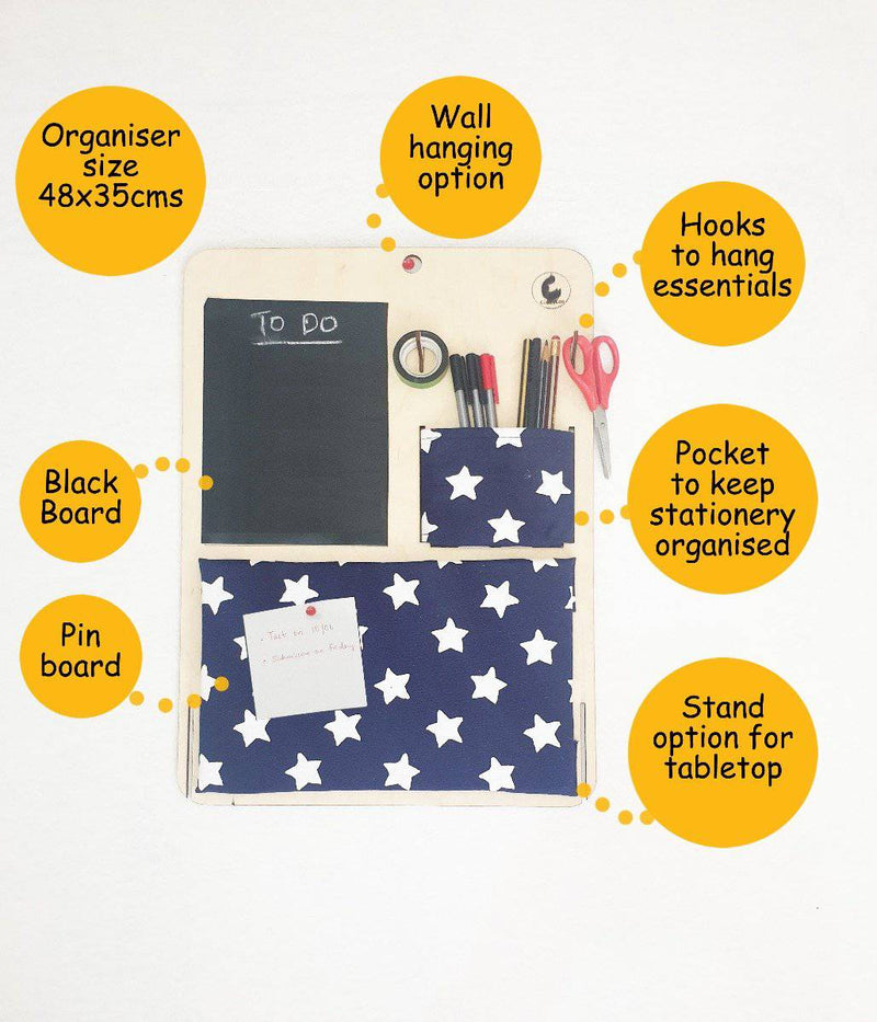 CuddlyCoo Stationery Organizer with Pinboard and Blackboard Large - The Kids Circle