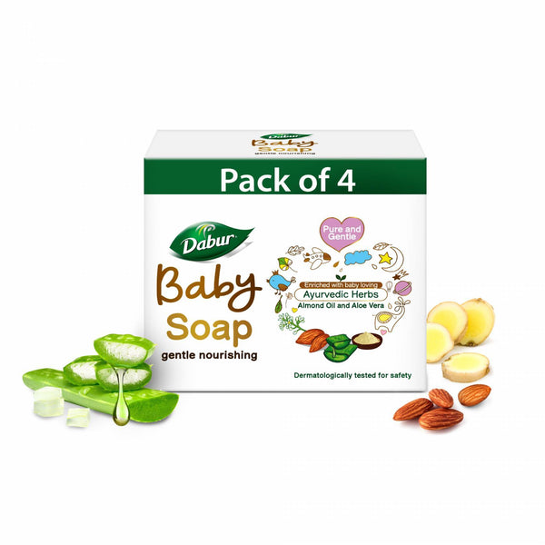 Dabur Baby Soap For Baby's Sensitive Skin with No Harmful Chemicals - 75 gm ( Pack of 4 ) - The Kids Circle