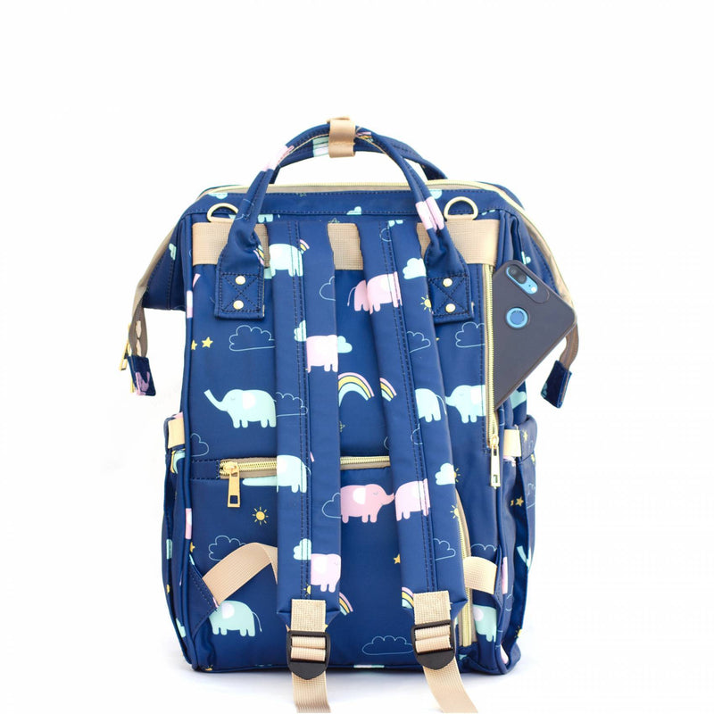 Polkatots Premium Diaper backpack - 17 Pockets Elephant