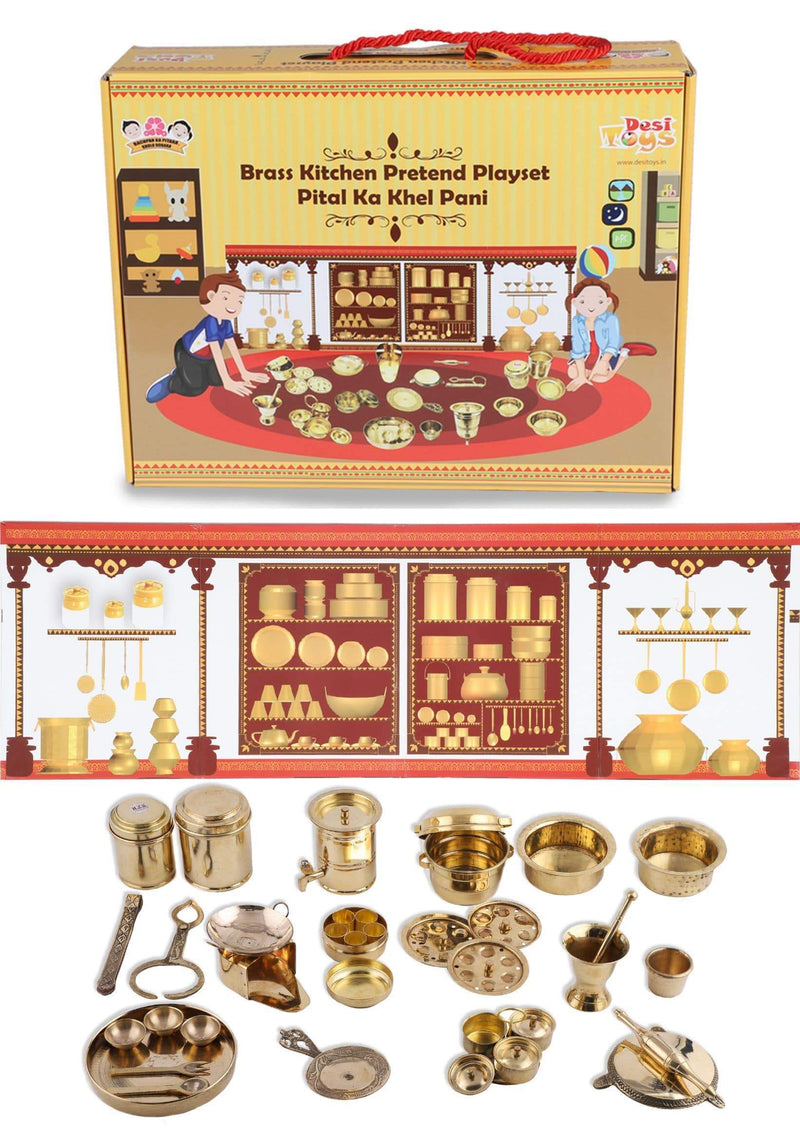 Desi Toys Premium Brass Pretend play Kitchen set - The Kids Circle