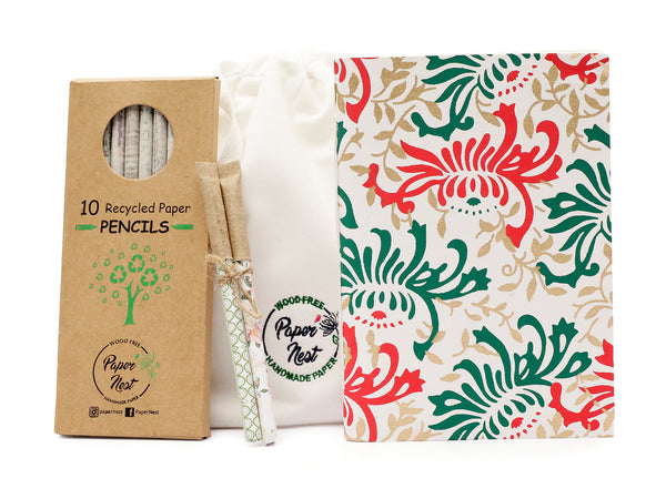 Paper Nest White Printed Notebook gift set