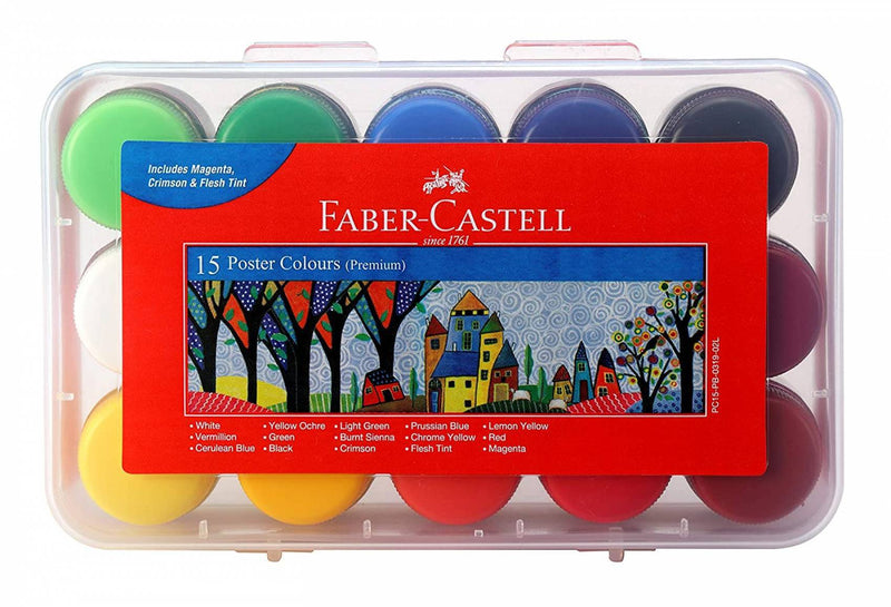 Faber-Castell Poster Colour Plastic Box Of 15 - The Kids Circle
