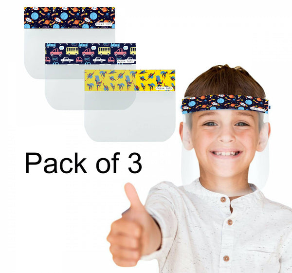 Polkatots Kids Face Shield for Boys Pack of 3