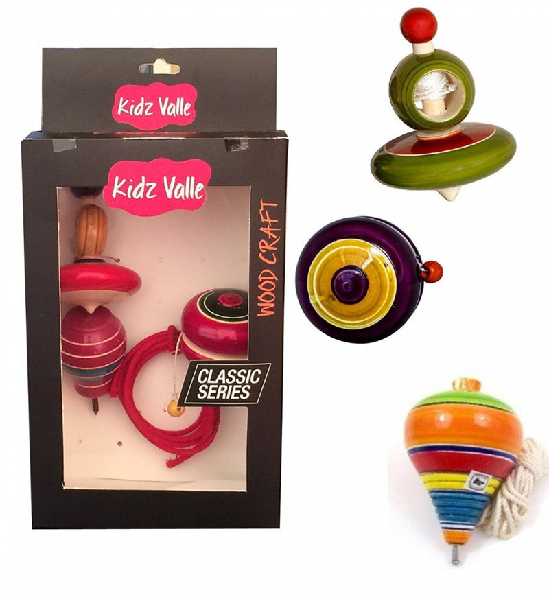 Kidz Valle Assorted Wooden Toys , Rope Top, Wing Top, Yo Yo - Age 3+ Years - The Kids Circle